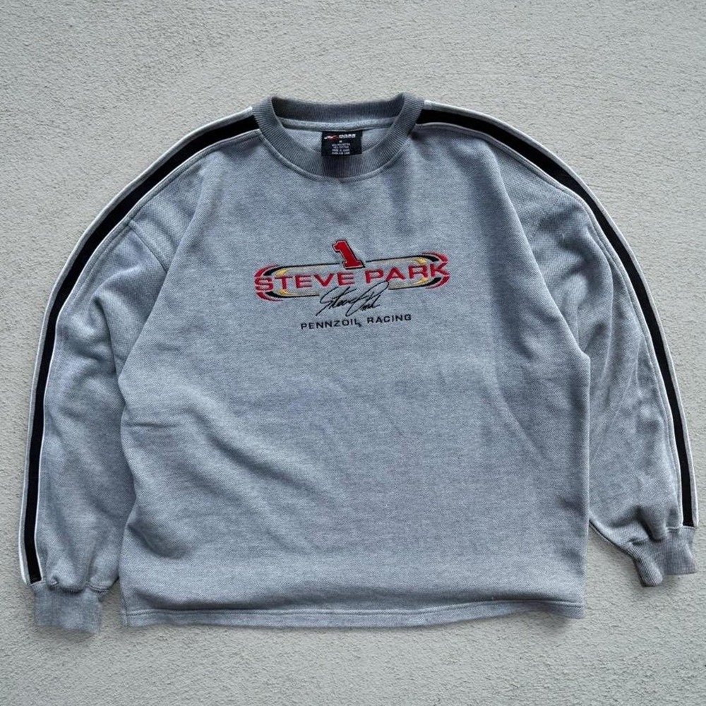 Chase Authentics Steve Park Pennzoil Racing Sweatshirt Size M Grey